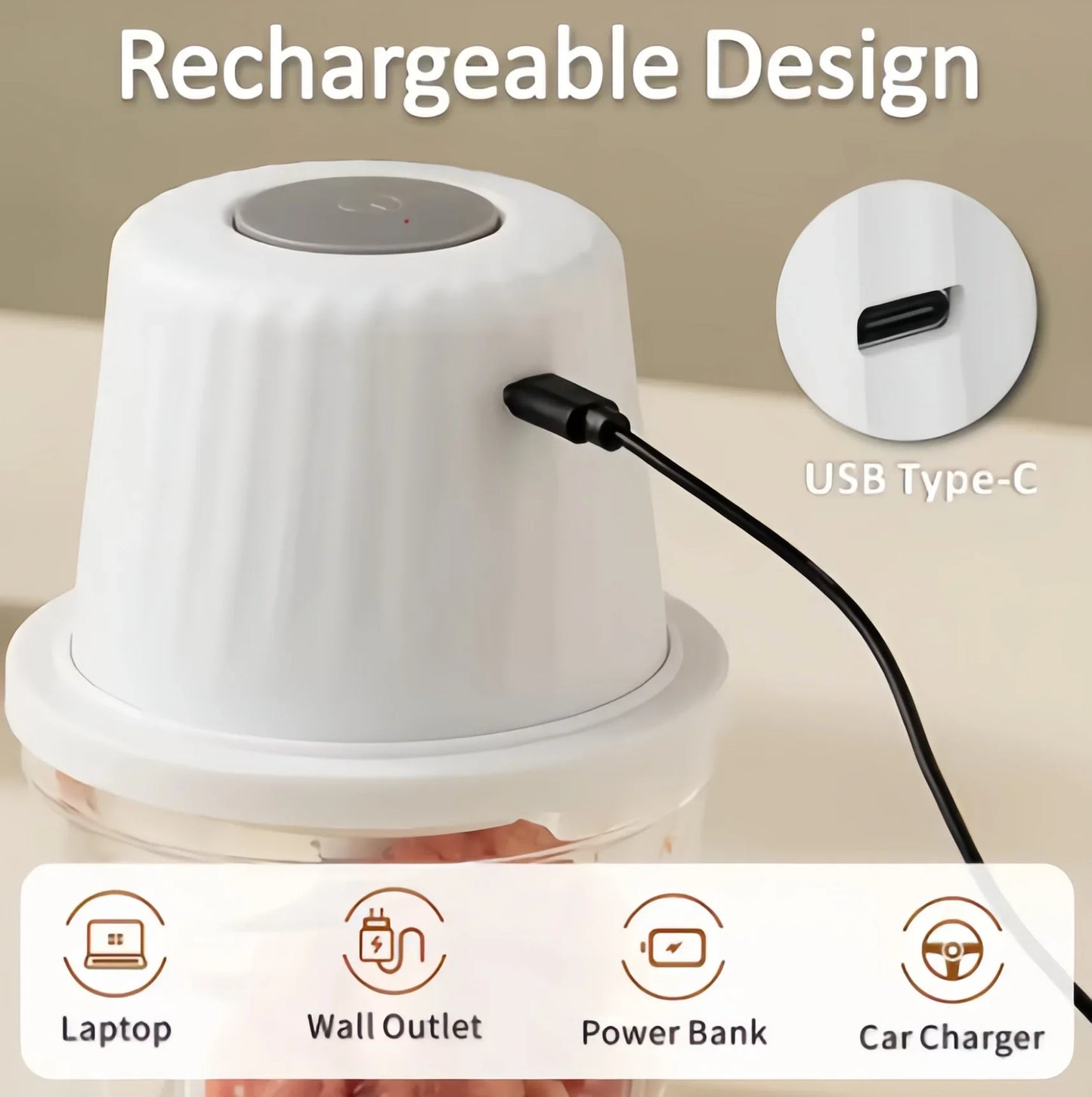 PakNex™ | Cordless Mini Electric Food Chopper 350ml